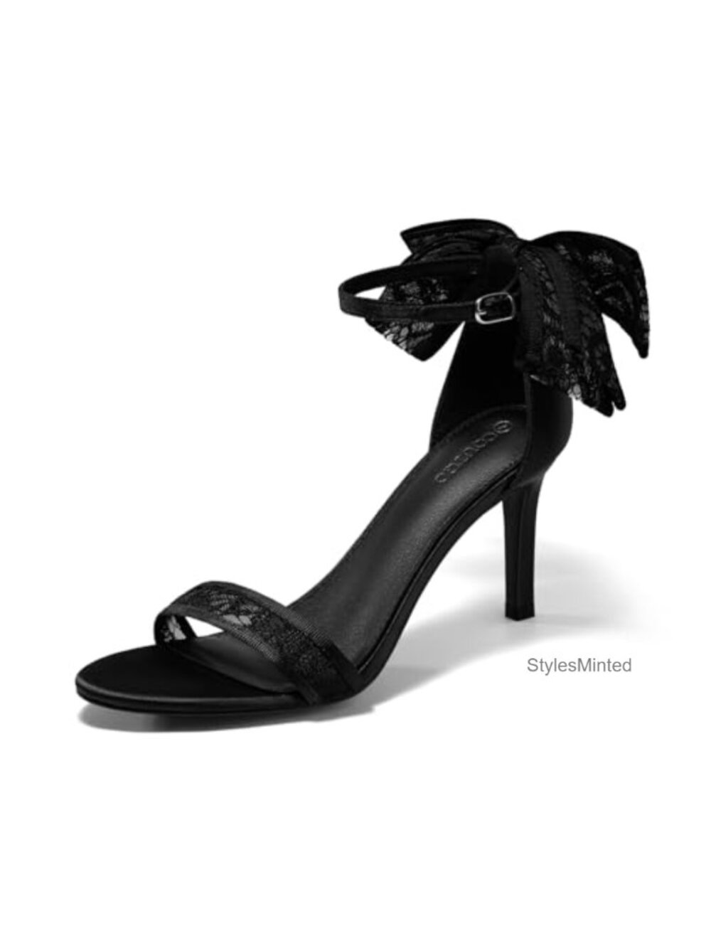Womens Open Toe Ankle Strap Lace Heeled Sandals Stiletto Bow